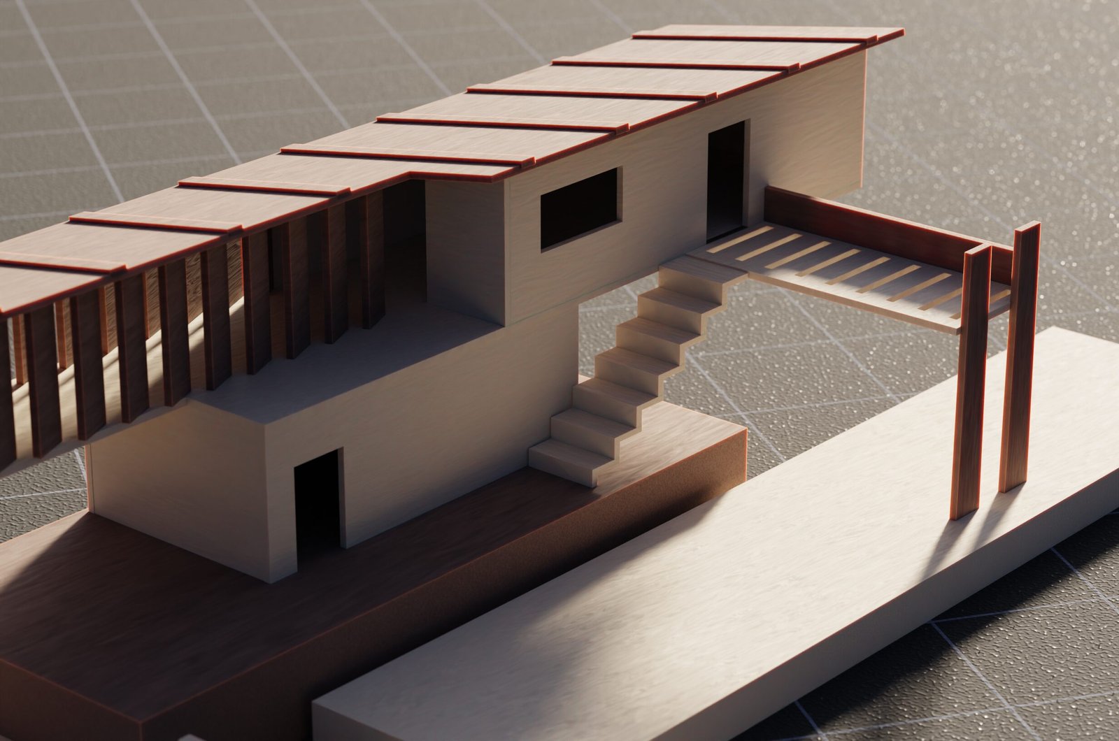 Close-up of a modern architectural house model showcasing its structure and design.